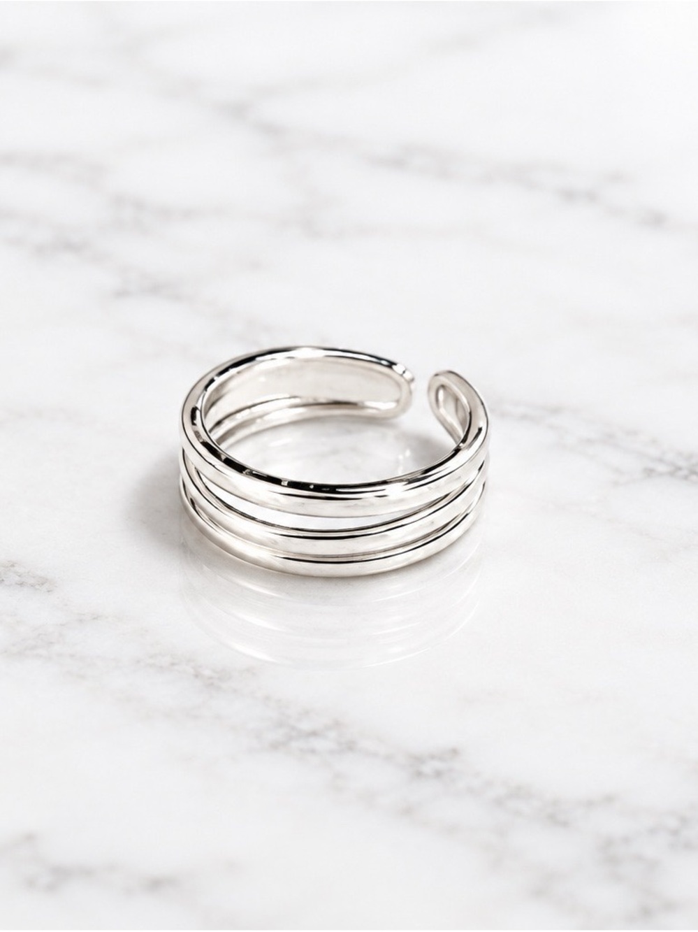 2393-45 Sterling Silver S925 Triple Stacked Open Cuff Band | Adjustable